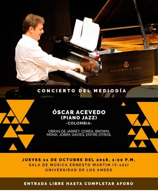 Concierto de mediodía: Óscar Acevedo, piano jazz (Colombia)
