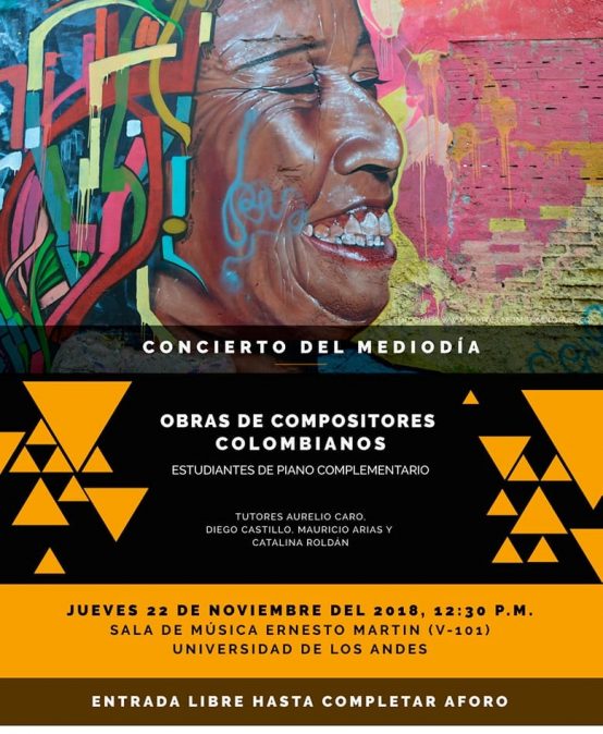 Concierto de obras para piano compositores colombianos / estudiantes de piano complementario