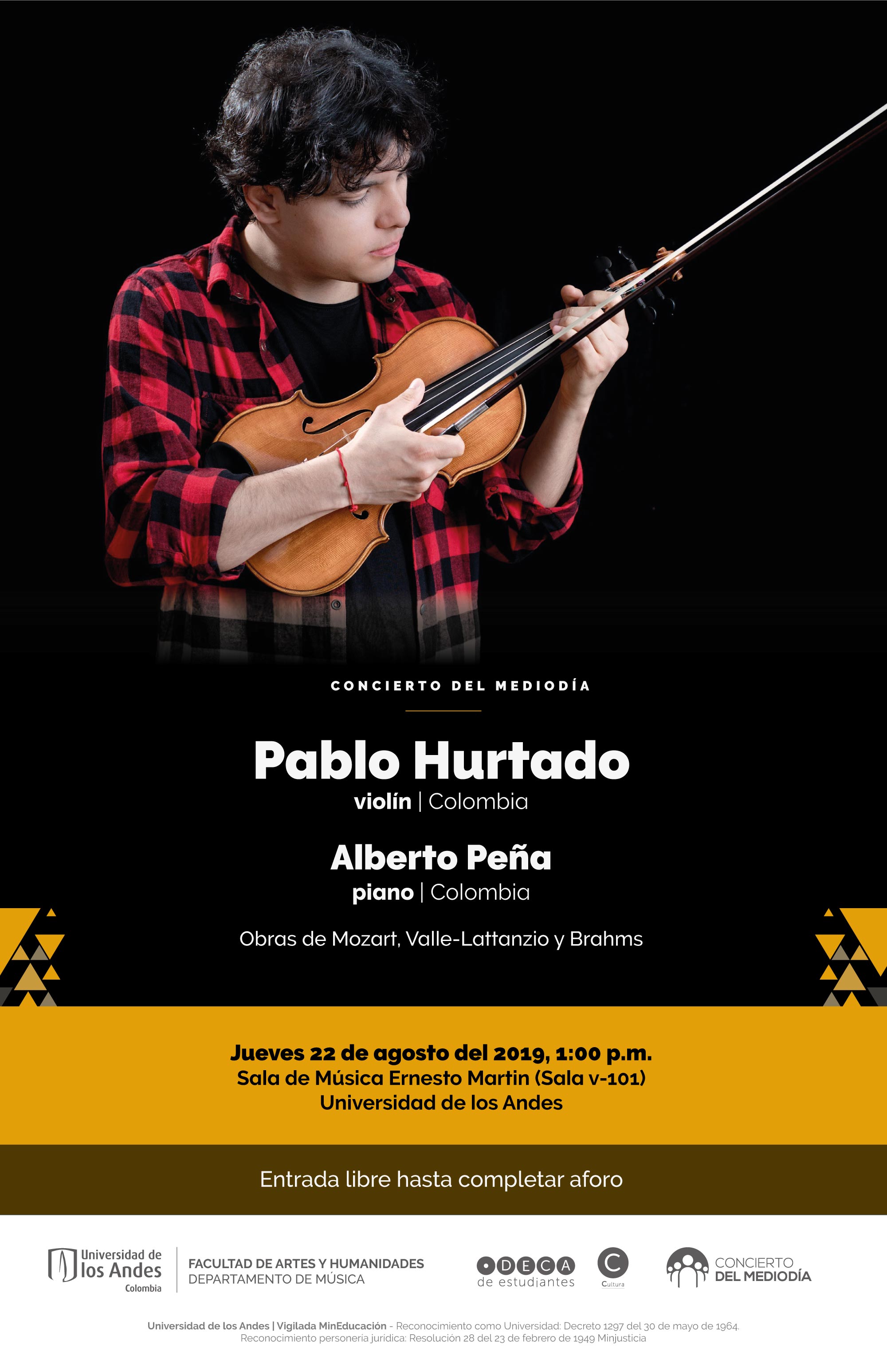 Concierto del Mediodía: Pablo Hurtado (violín) y Alberto Peña (piano)