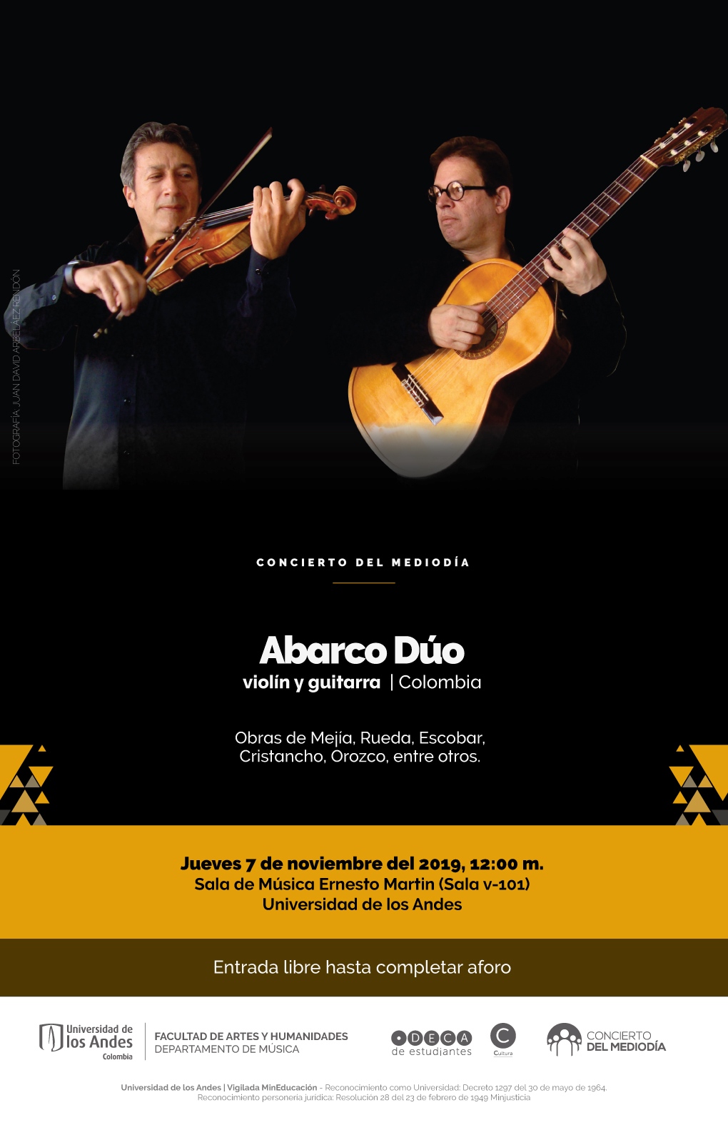 Concierto del Mediodía: Abarco Dúo, violín y guitarra (Colombia)