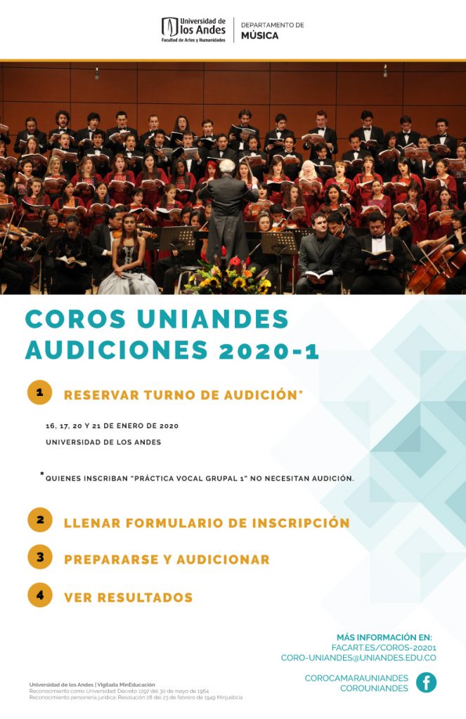 Conozca el proceso para hacer parte de los coros uniandinos en el semestre 2020-1.