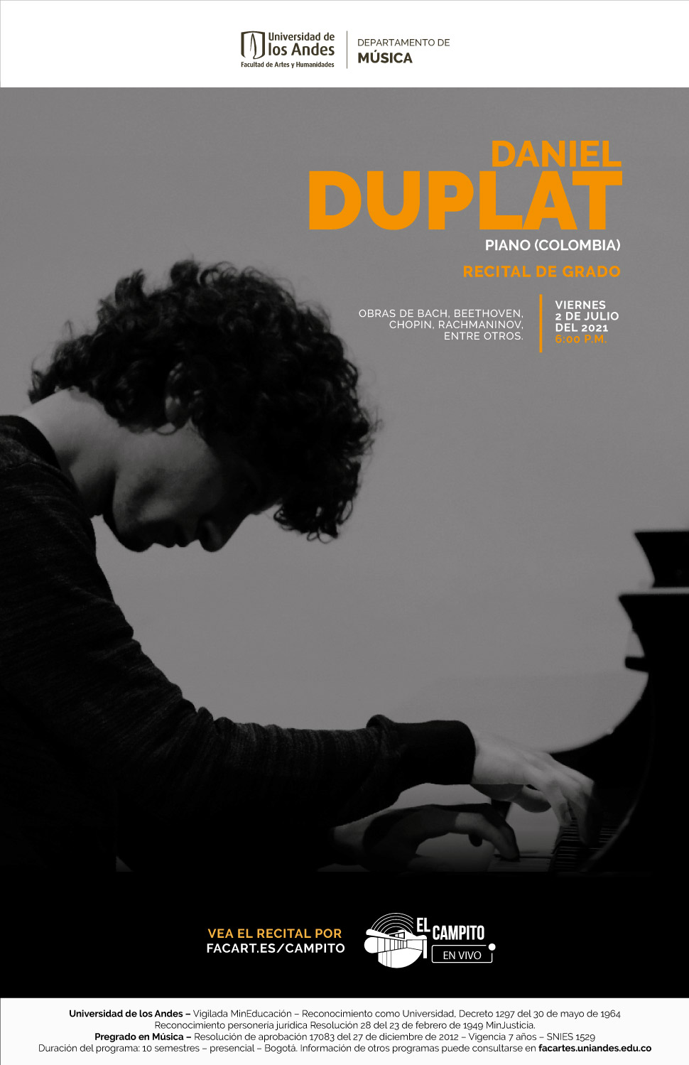 Recital de grado: Daniel Duplat, piano