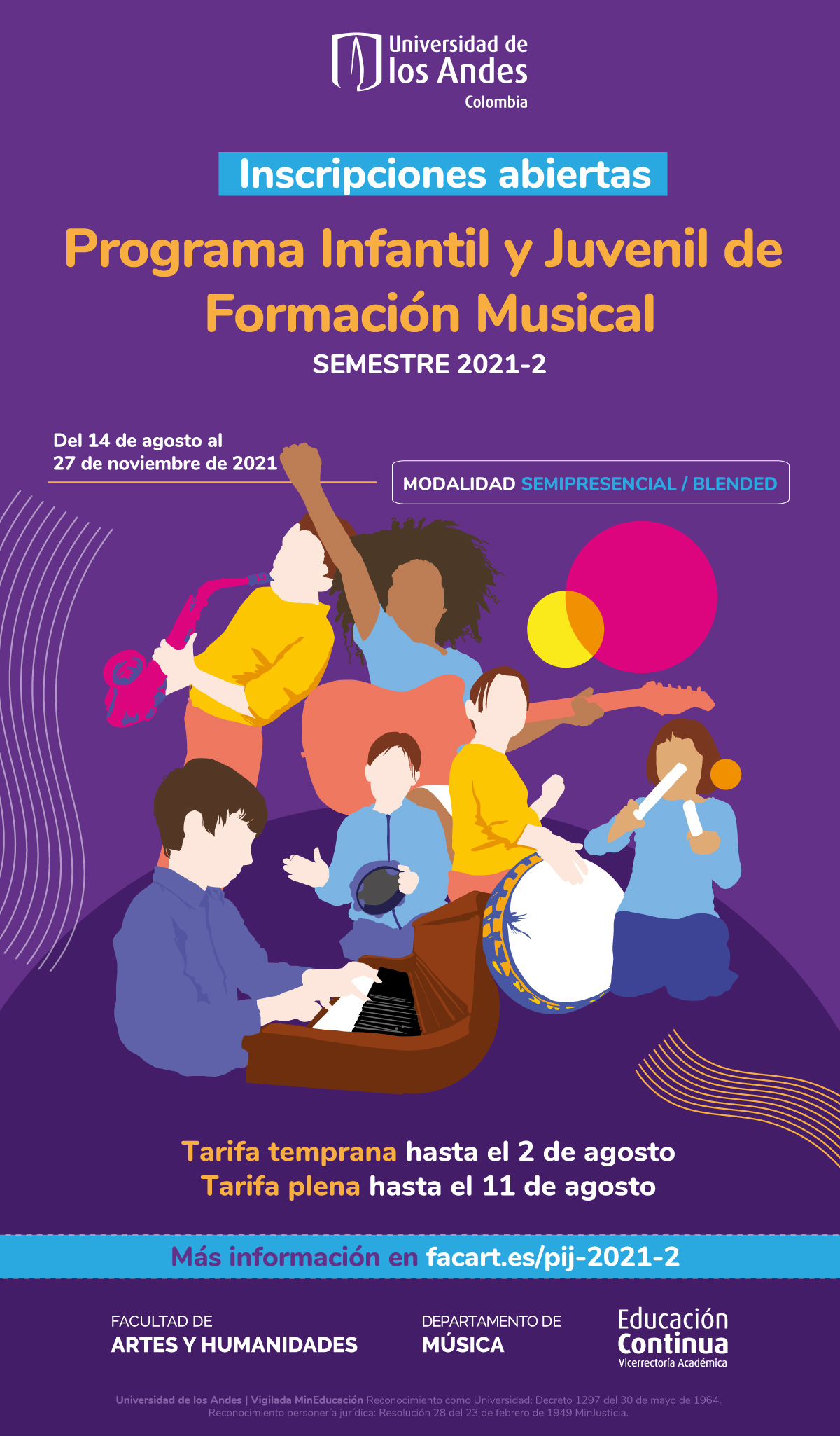 Inscripciones abiertas para el Programa Infantil y Juvenil de Formación Musical – Segundo semestre del 2021