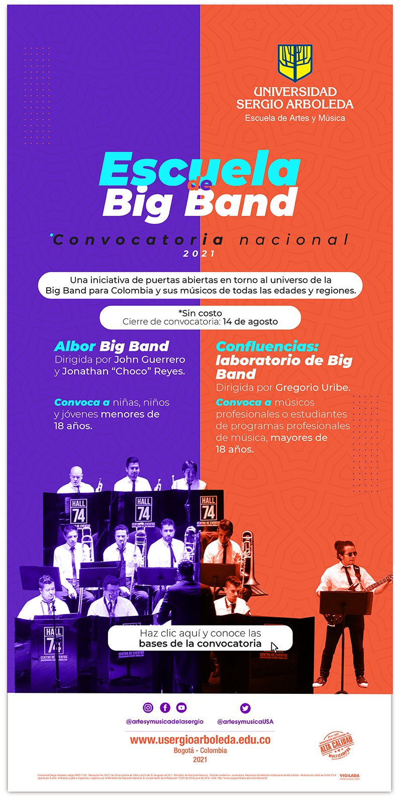 Escuela de Big Band | Campamento virtual en jazz, dirigido por Gregorio Uribe y John Guerrero