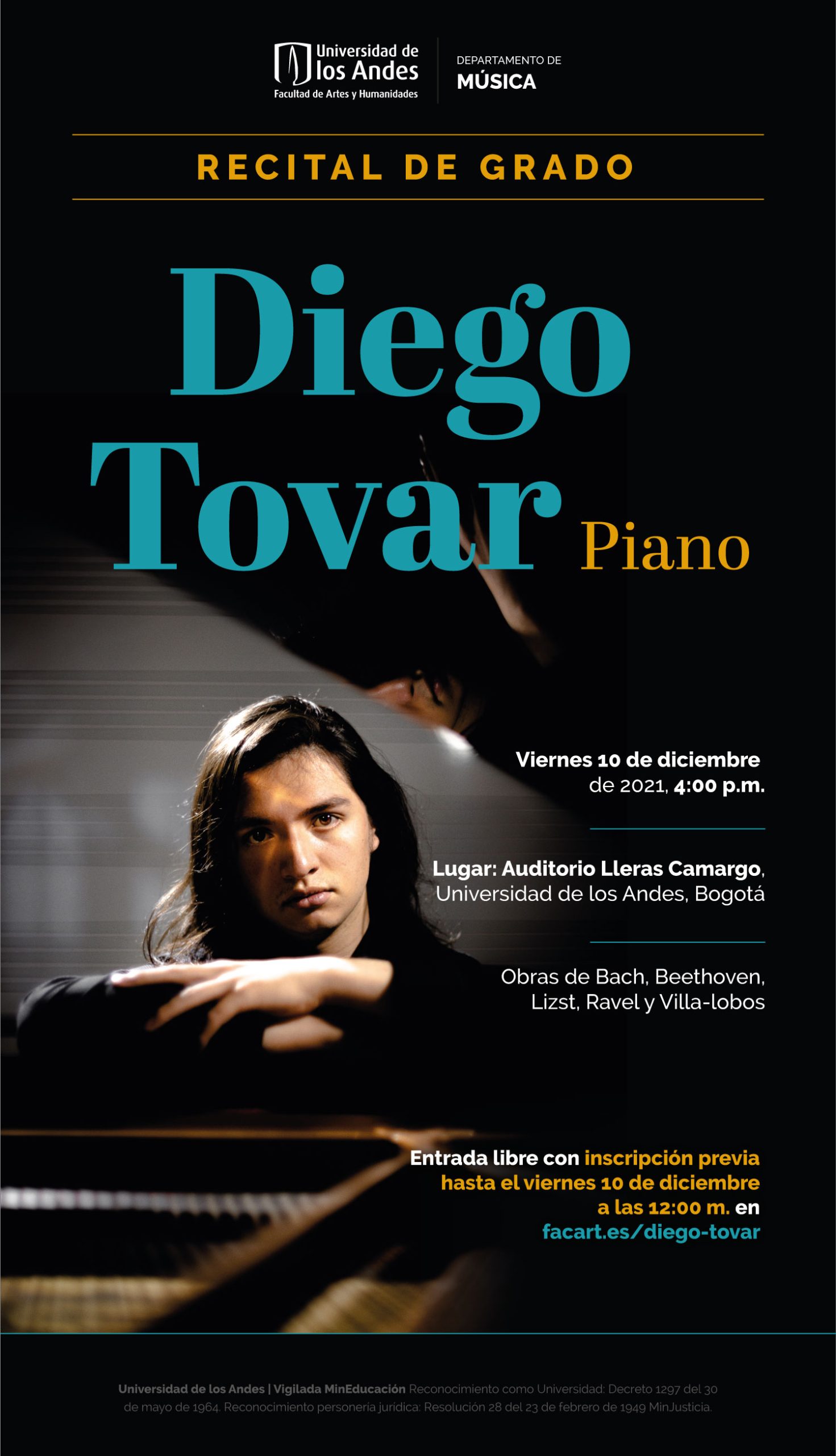 Recital de grado: Diego Tovar, piano