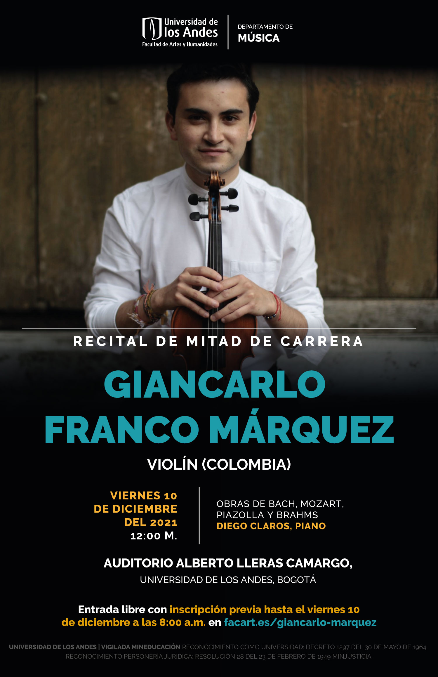 Recital de mitad de carrera: Giancarlo Franco Márquez, violín