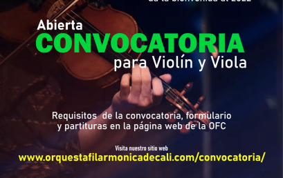 Convocatoria: Orquesta Filarmónica de Cali para viola y violín – 2022