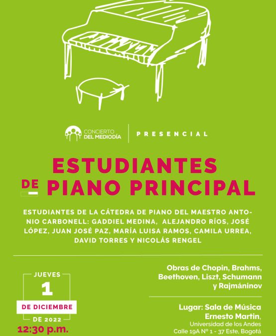 Concierto del Mediodía: estudiantes piano principal | Evento Presencial |