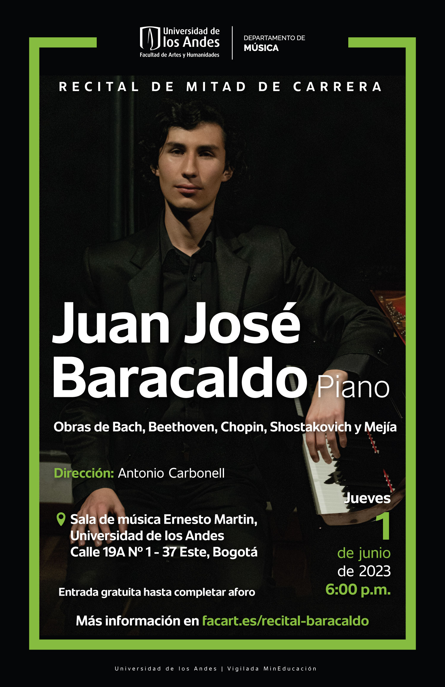 Recital de mitad de carrera: Juan José Baracaldo (piano)