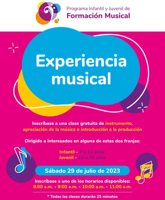Experiencia musical del Programa Infantil y Juvenil de Formación Musical en 2023-2
