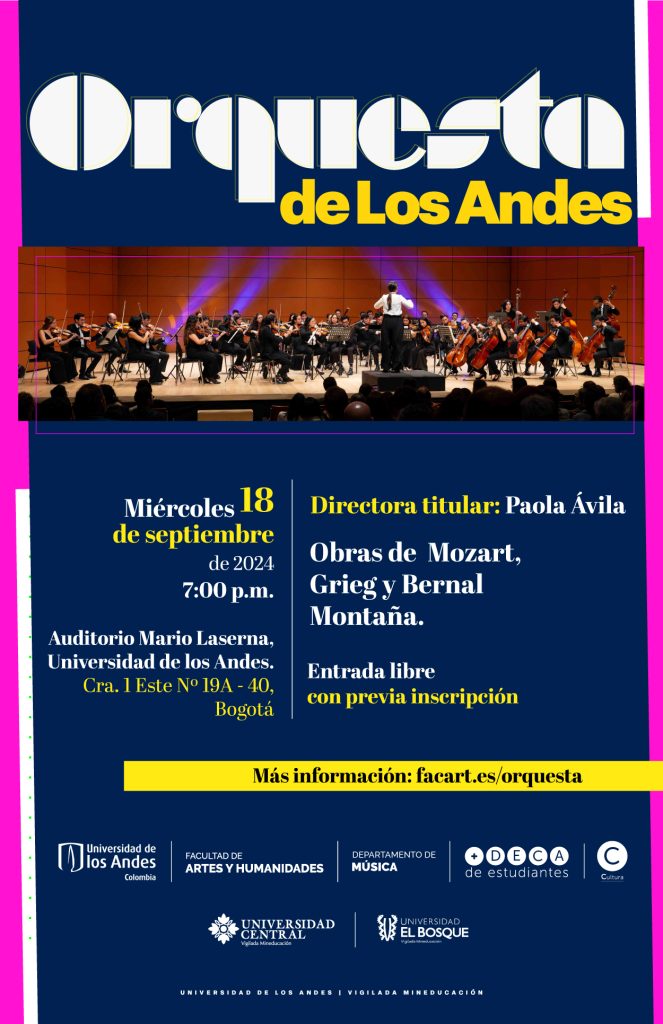 Miércoles 18 de septiembre de 2024  a las 7:00 p.m. en el Auditorio Mario Laserna, Universidad de los Andes