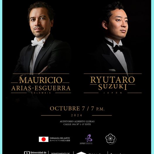 Ryutaro Suzuki y Mauricio Arias-Esguerra: lunes 7 de octubre de 2024 a las 7:00 p.m. en el Auditorio Lleras, Universidad de los Andes