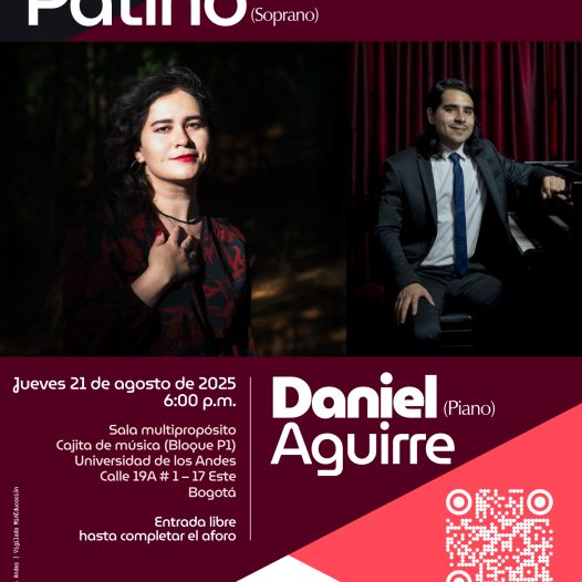 Concierto de la Tarde: Elizabeth Patiño (soprano) y Daniel Aguirre (piano), jueves 21 de agosto de 2025 a las 6:00 p.m.