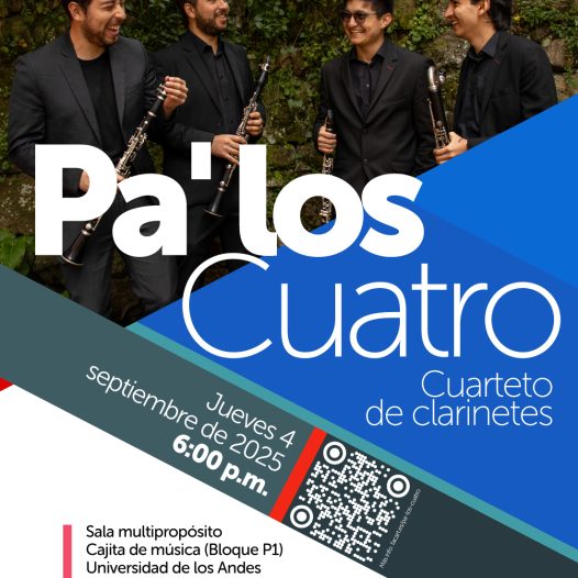 Concierto de la Tarde: Cuarteto de Clarinetes, jueves 4 de septiembre de 2025 a las 6:00 p.m. en la Universidad de los Andes