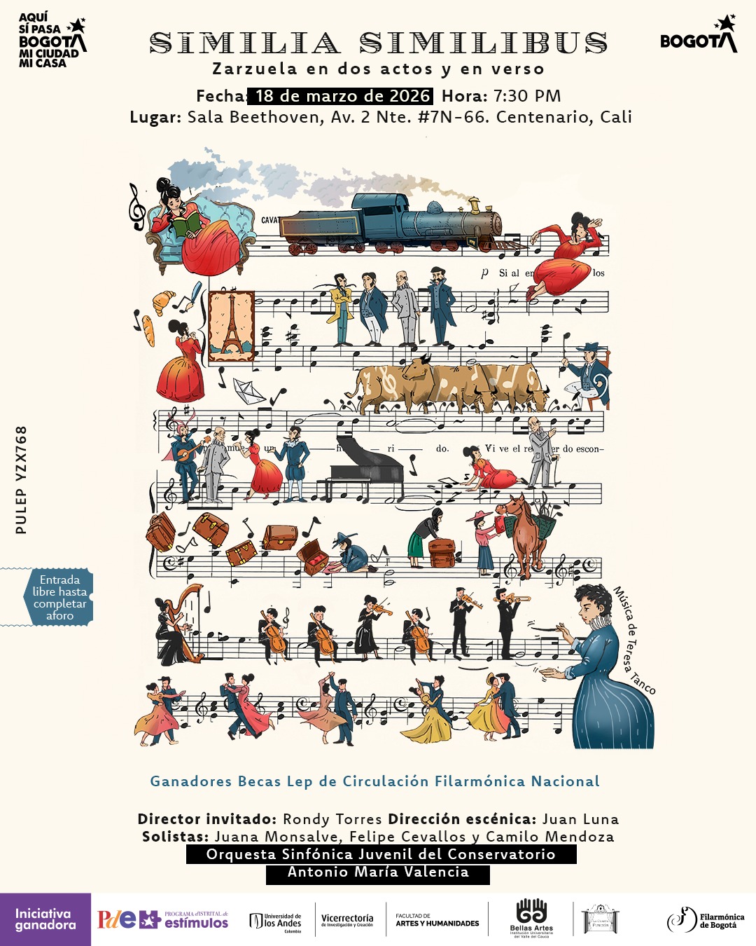 Similia Similibus de Teresa Tanco: la primera zarzuela compuesta por una mujer en Colombia, próximo miércoles 18 de marzo de 2026